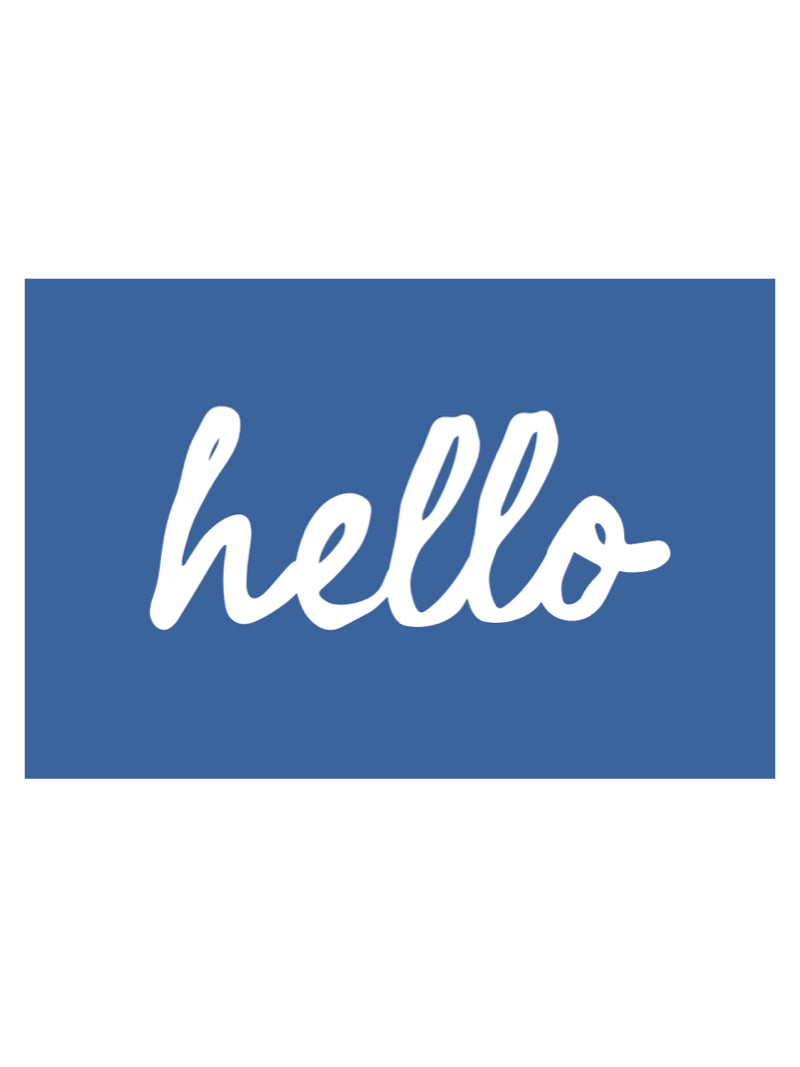 HELLO POSTCARD IN BLUE