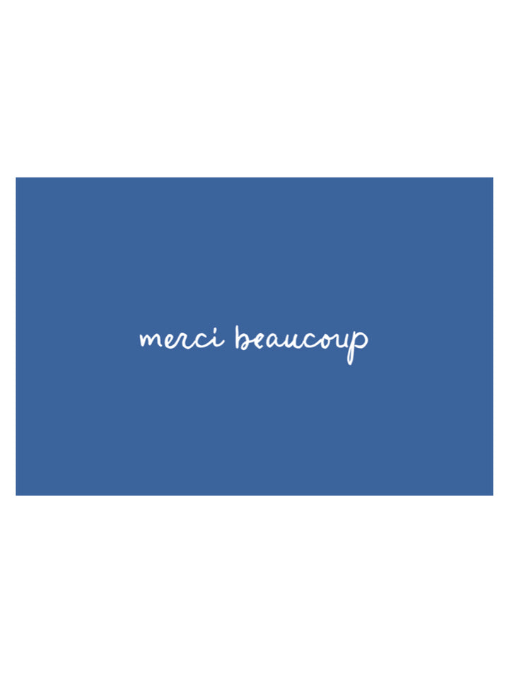 MERCI BEAUCOUP POSTCARD IN FRENCH BLUE