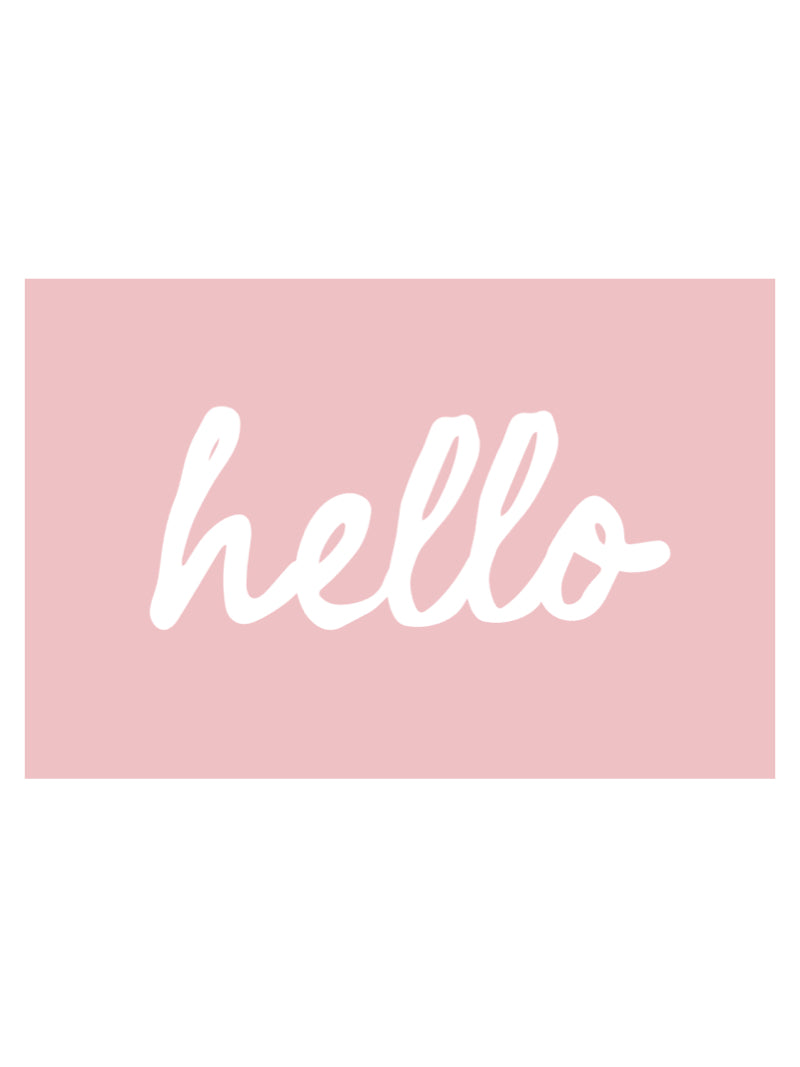 HELLO POSTCARD IN SOFT PINK