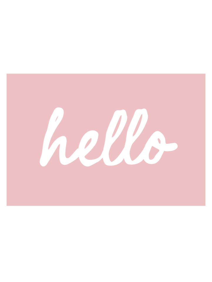 HELLO POSTCARD IN SOFT PINK