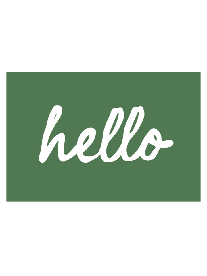 HELLO POSTCARD IN SAGE GREEN