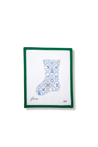 BLUE AND WHITE TILE MINI STOCKING