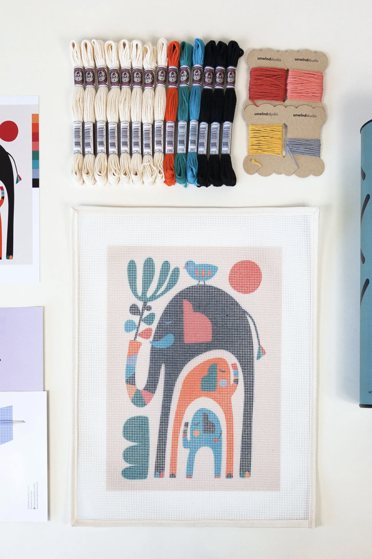 UNWIND ELEPHANT NEEDLEPOINT KIT