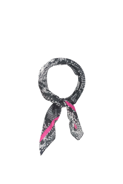 PYTHON PRINT SCARF GRAY WITH HOT PINK