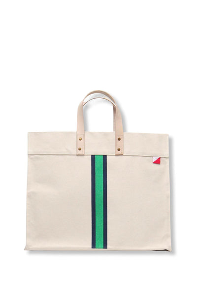 GREEN STRIPE BOX TOTE