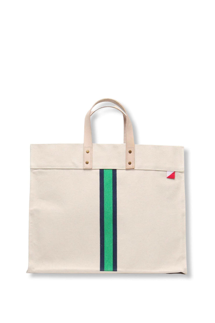 GREEN STRIPE BOX TOTE
