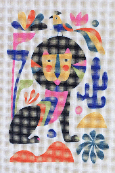 UNWIND LION NEEDLEPOINT KIT