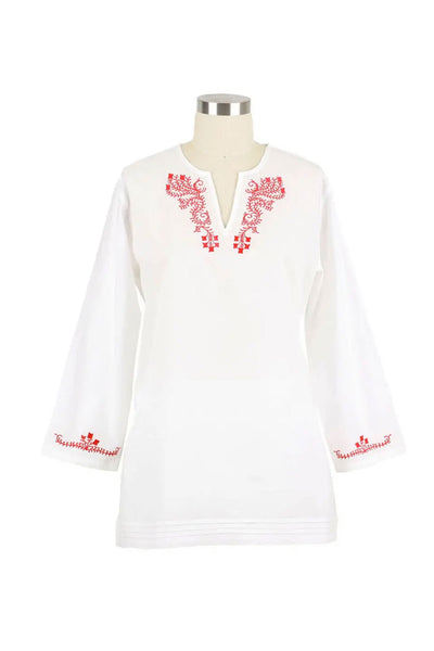EMBROIDERY DETAIL TUNIC WHITE