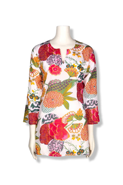 WHITE FLORAL TUNIC